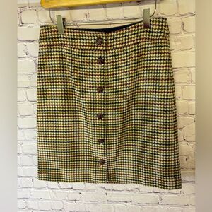 Talbots Houndstooth Plaid Wool Blend Dark Academia Collegiate Preppy Skirt SZ 4